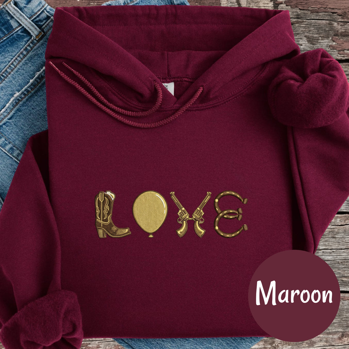 EMBROIDERED Mounted Shooting LOVE Hoodie