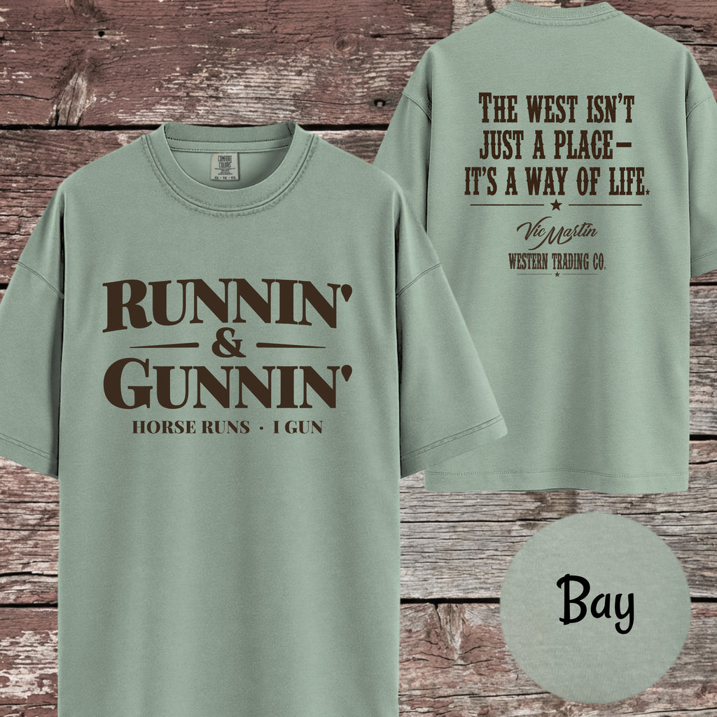 Runnin & Gunnin Shirt, Horse Runs I Gun Mounted Shooting T-Shirt