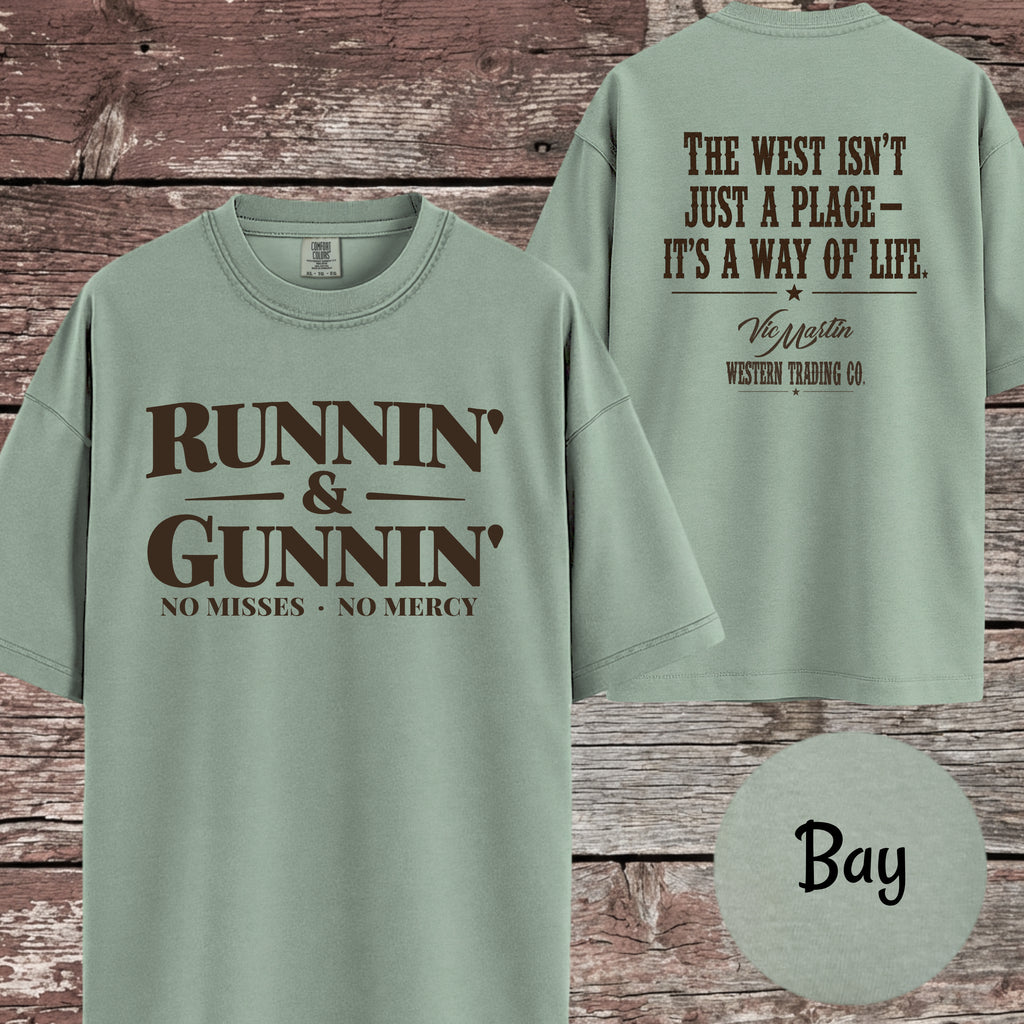 Runnin & Gunnin, No Misses No Mercy Mounted Shooting T-Shirt