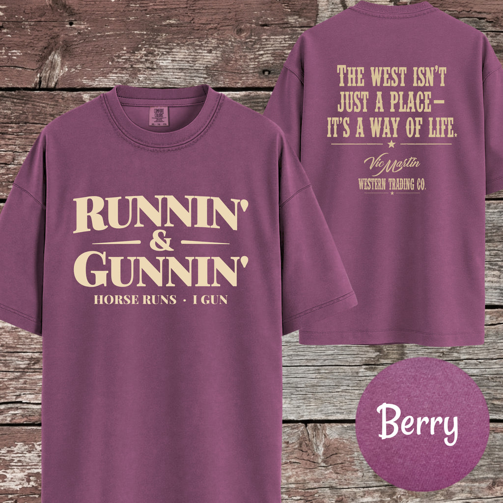 Runnin & Gunnin Shirt, Horse Runs I Gun Mounted Shooting T-Shirt