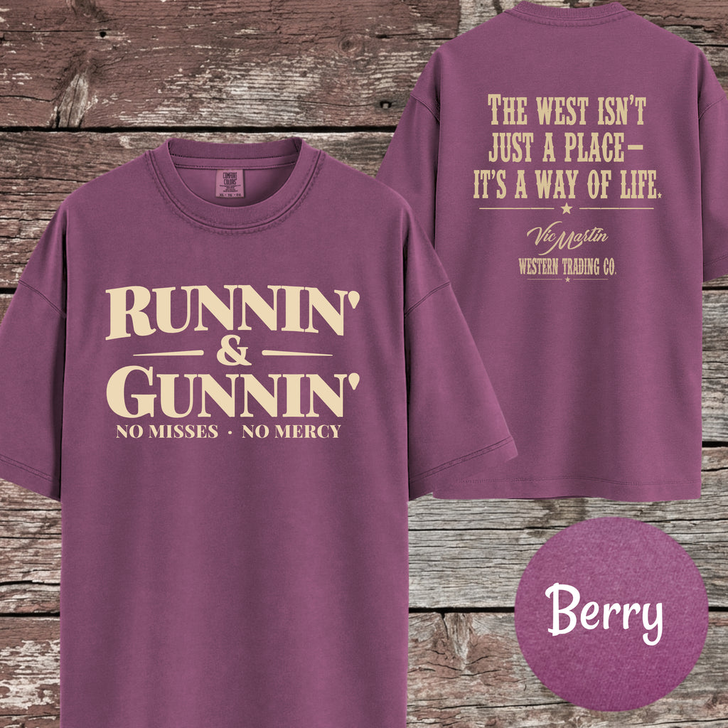 Runnin & Gunnin, No Misses No Mercy Mounted Shooting T-Shirt