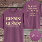 Runnin & Gunnin, Horse Does the Runnin I Handle the Gunnin Mounted Shooting T-Shirt
