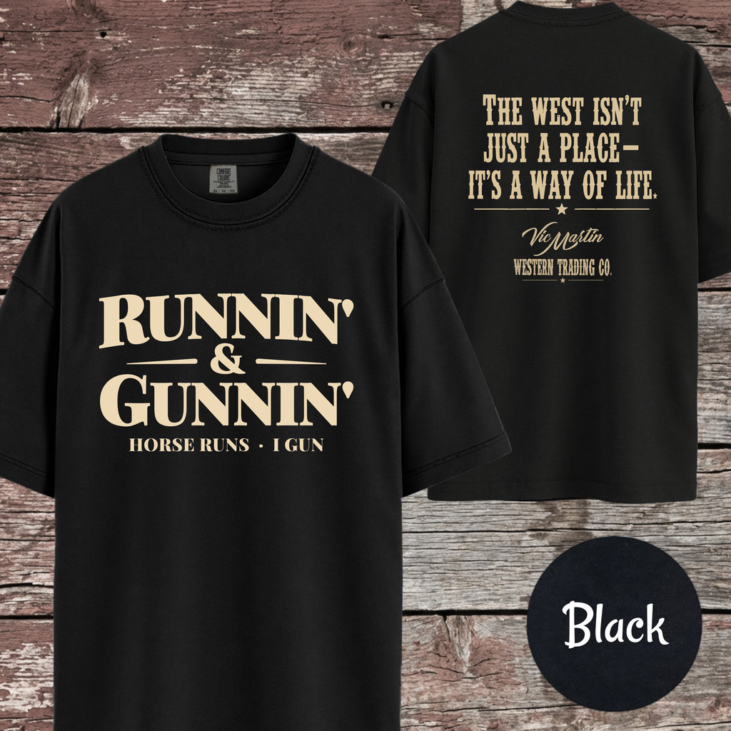 Runnin & Gunnin Shirt, Horse Runs I Gun Mounted Shooting T-Shirt