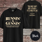 Runnin & Gunnin, Horse Does the Runnin I Handle the Gunnin Mounted Shooting T-Shirt