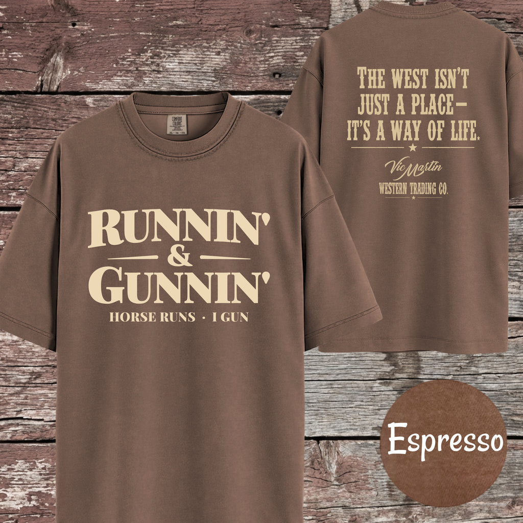 Runnin & Gunnin Shirt, Horse Runs I Gun Mounted Shooting T-Shirt