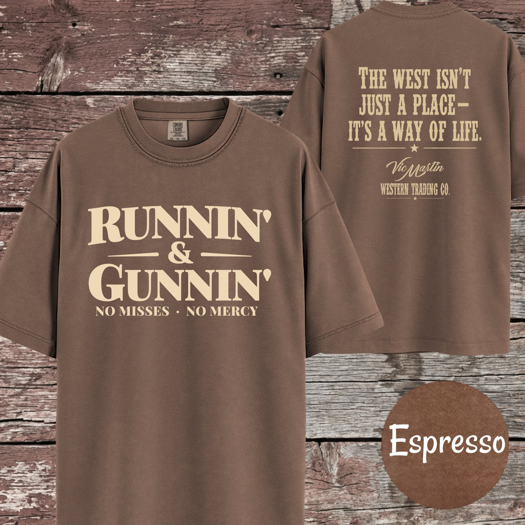 Runnin & Gunnin, No Misses No Mercy Mounted Shooting T-Shirt