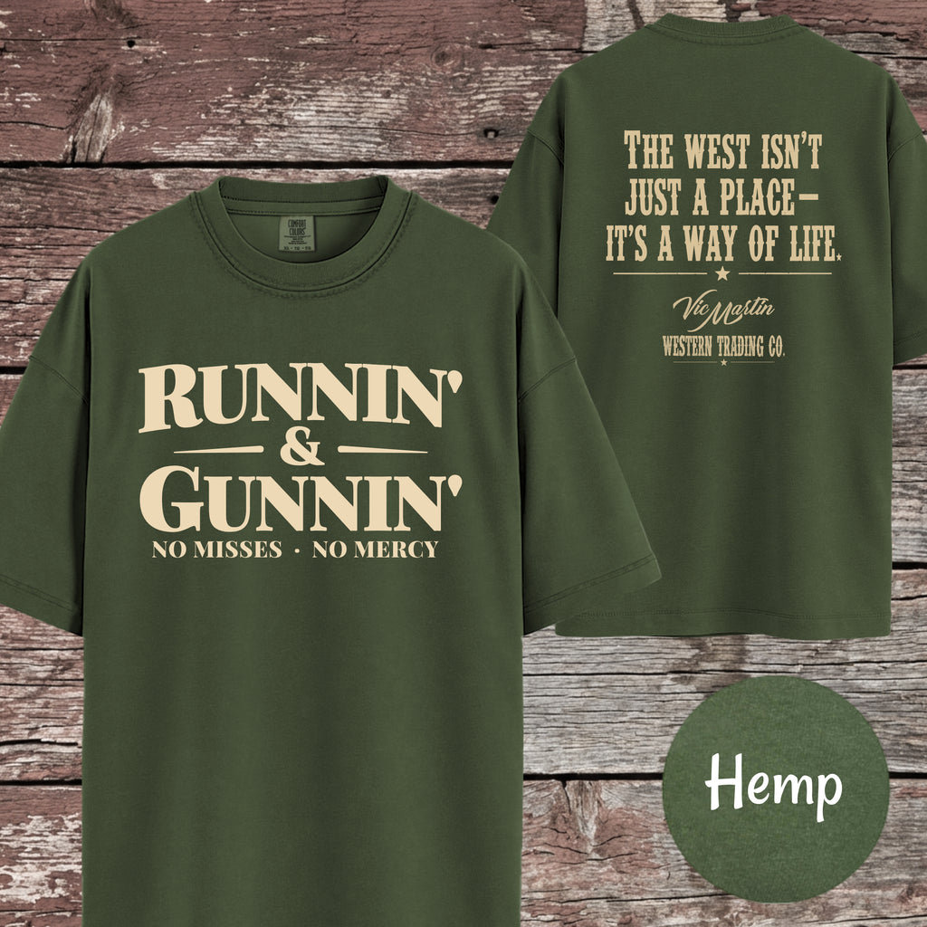 Runnin & Gunnin, No Misses No Mercy Mounted Shooting T-Shirt