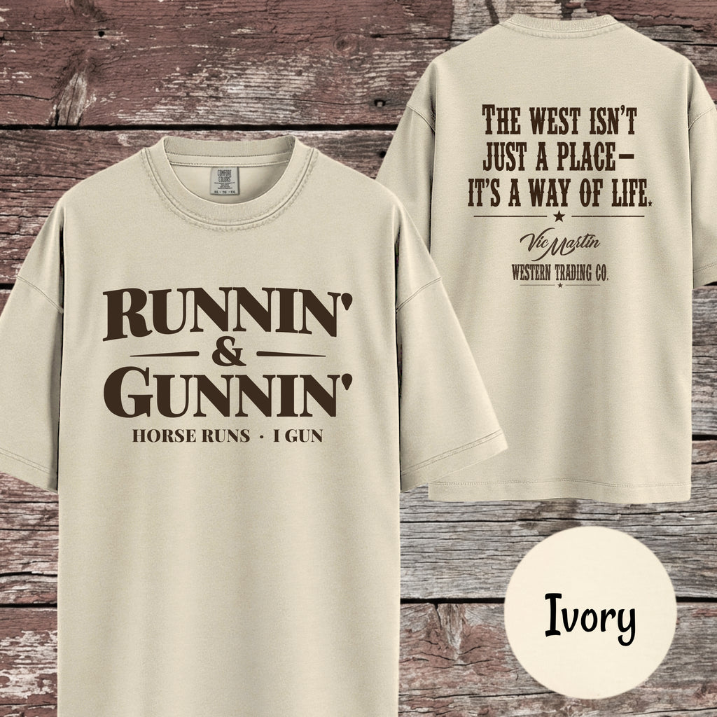 Runnin & Gunnin Shirt, Horse Runs I Gun Mounted Shooting T-Shirt