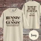 Runnin & Gunnin, Horse Does the Runnin I Handle the Gunnin Mounted Shooting T-Shirt