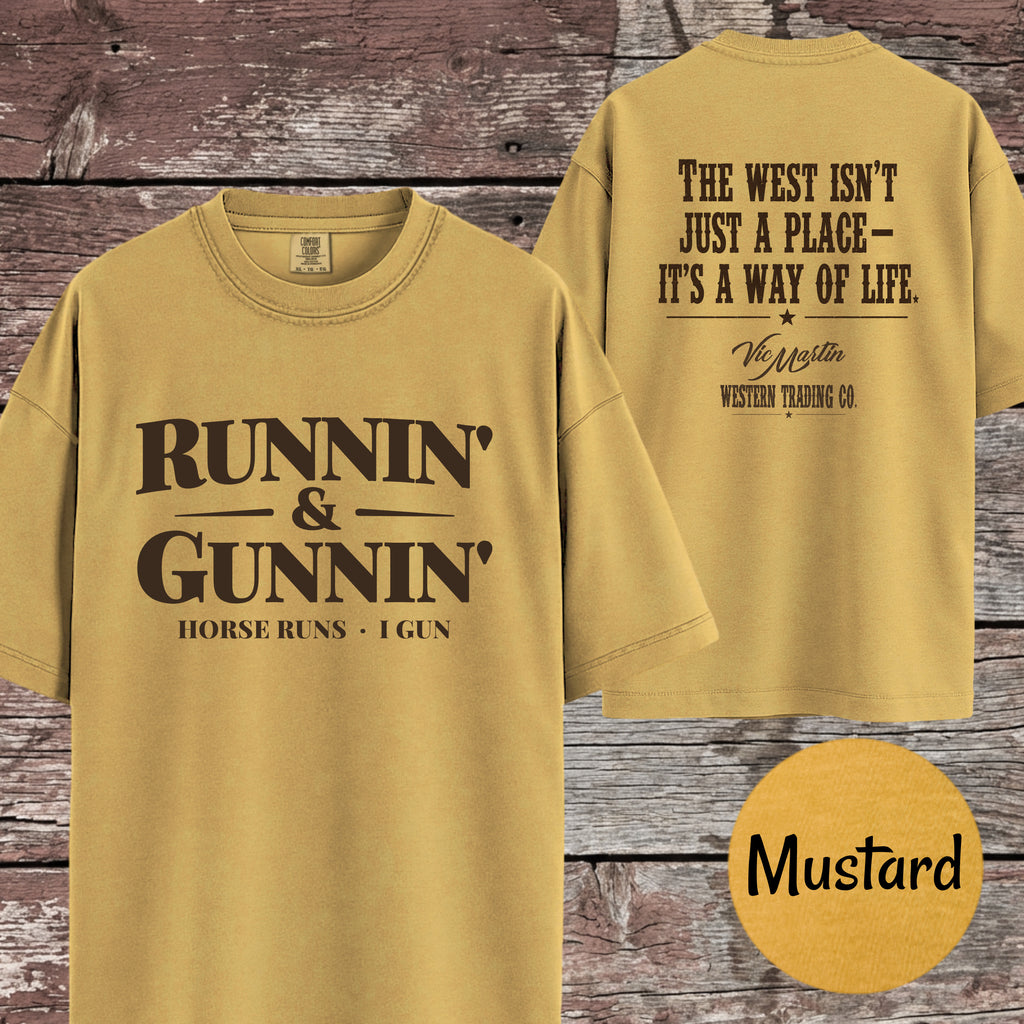 Runnin & Gunnin Shirt, Horse Runs I Gun Mounted Shooting T-Shirt