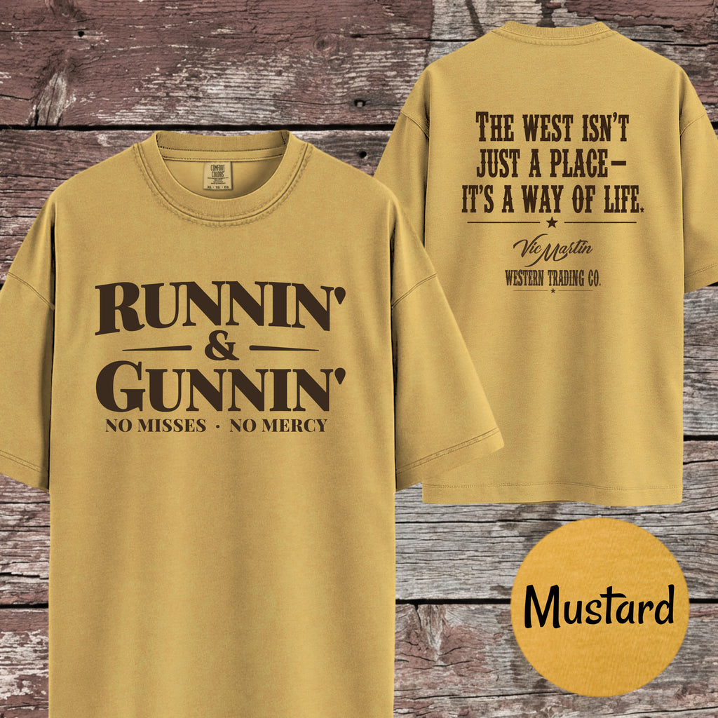 Runnin & Gunnin, No Misses No Mercy Mounted Shooting T-Shirt