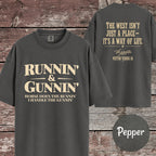 Runnin & Gunnin, Horse Does the Runnin I Handle the Gunnin Mounted Shooting T-Shirt