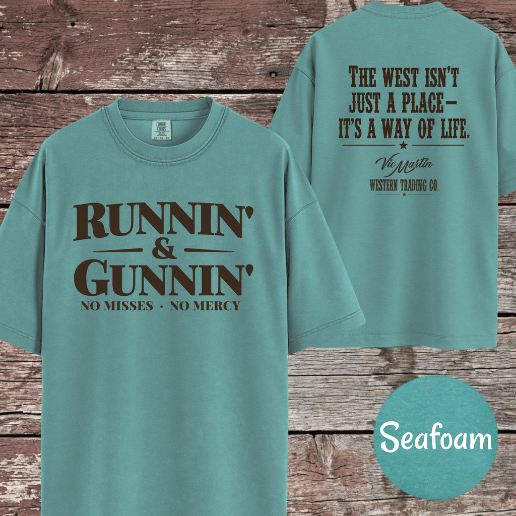 Runnin & Gunnin, No Misses No Mercy Mounted Shooting T-Shirt