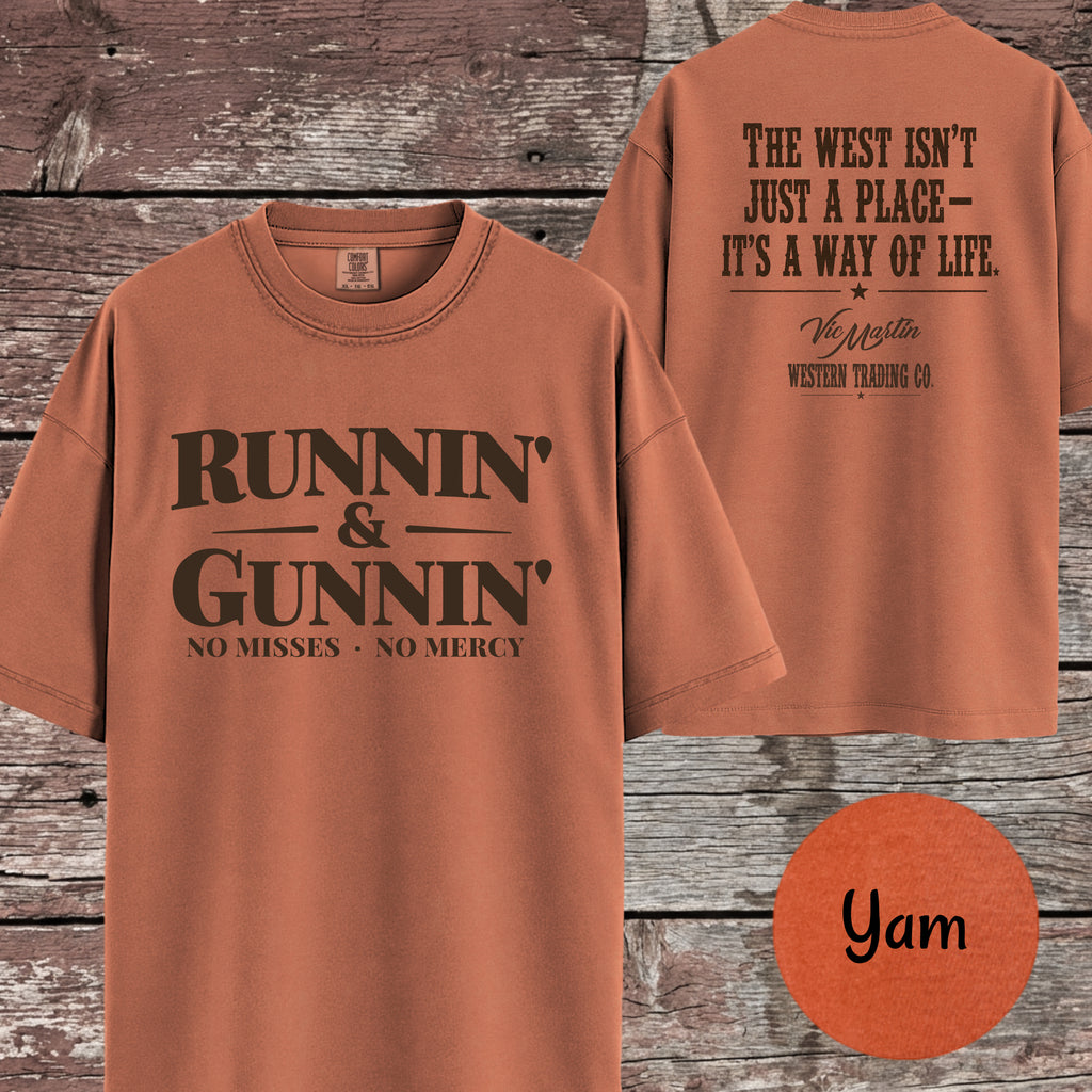 Runnin & Gunnin, No Misses No Mercy Mounted Shooting T-Shirt