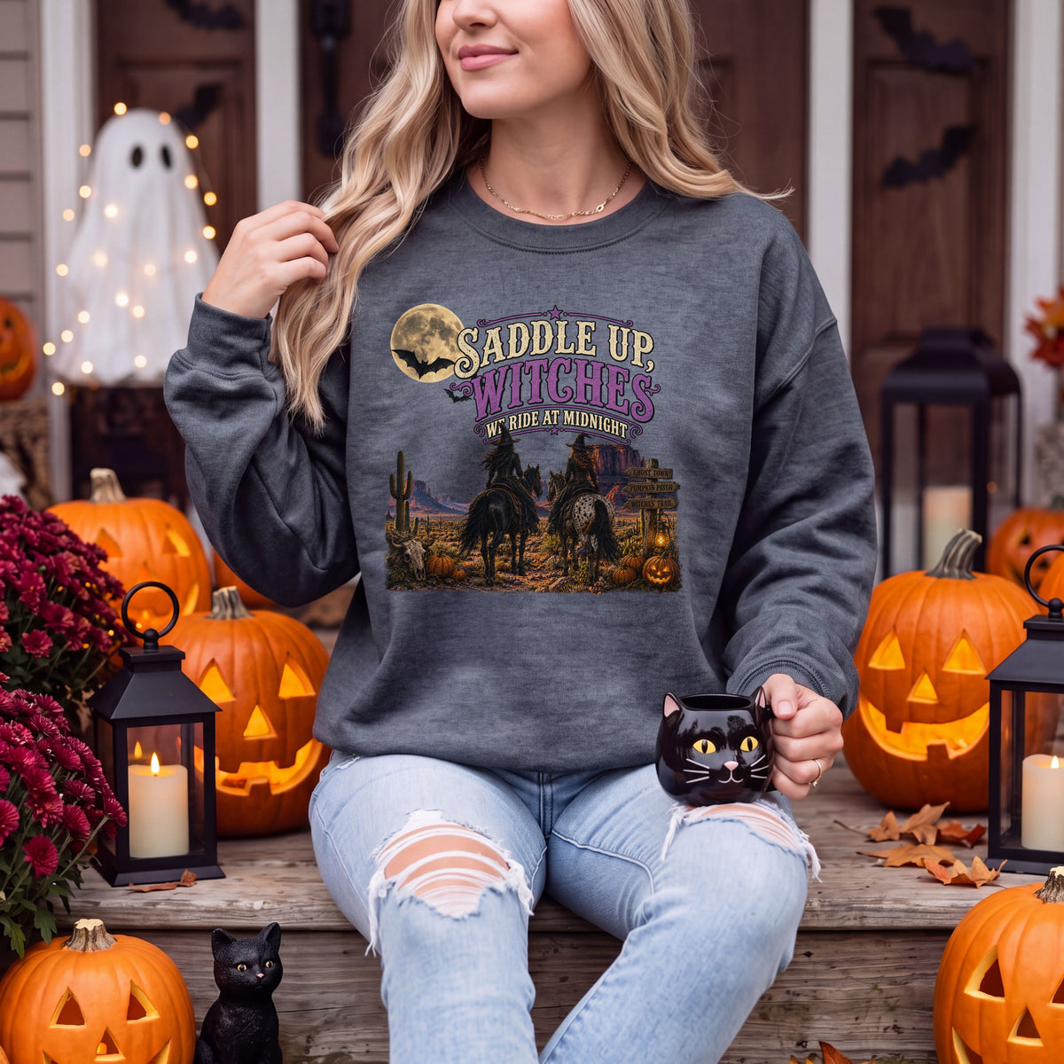 Saddle Up, Witches — We Ride at Midnight Crewneck Sweatshirt