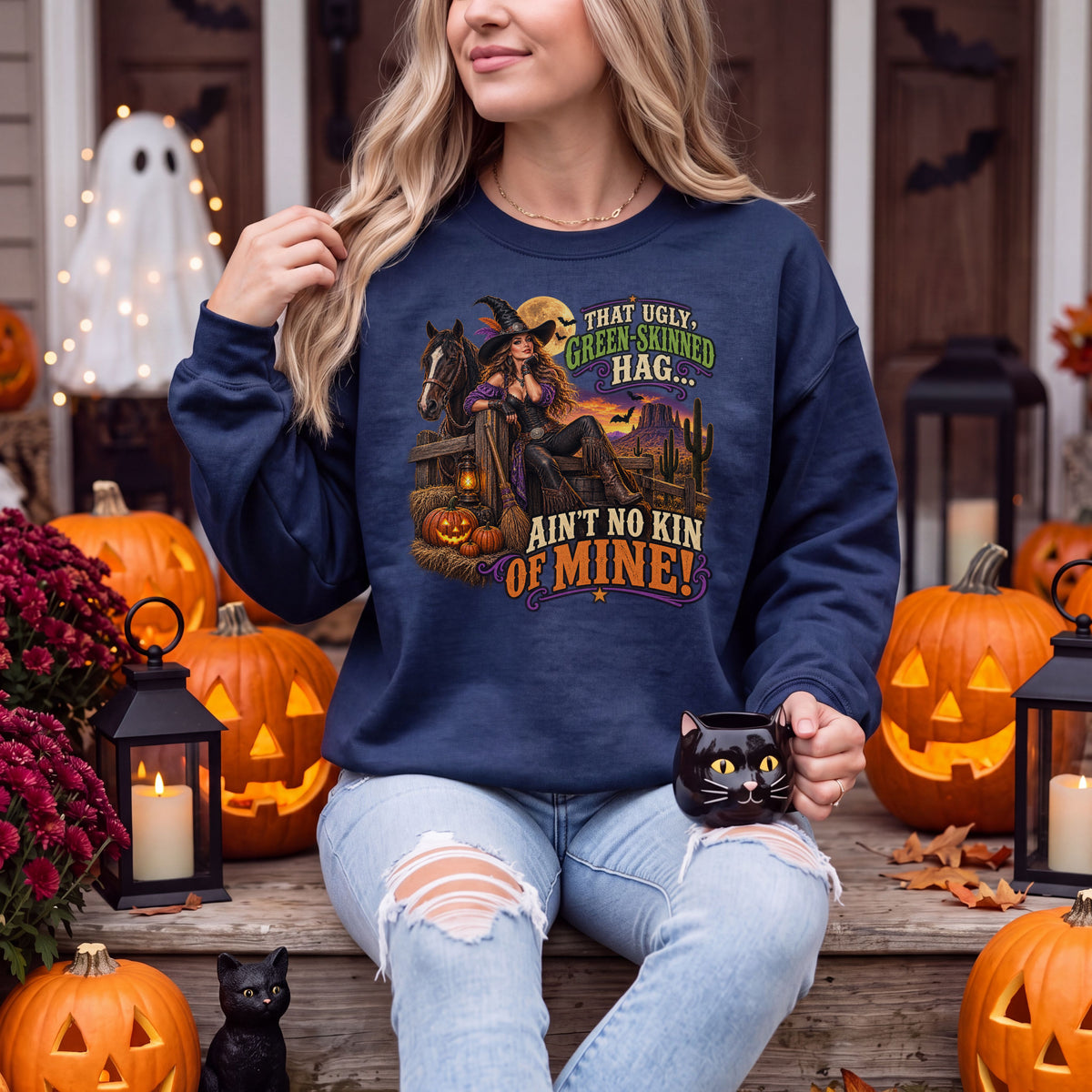 That Ugly Green-Skinned Hag Ain’t No Kin of Mine Crewneck Sweatshirt