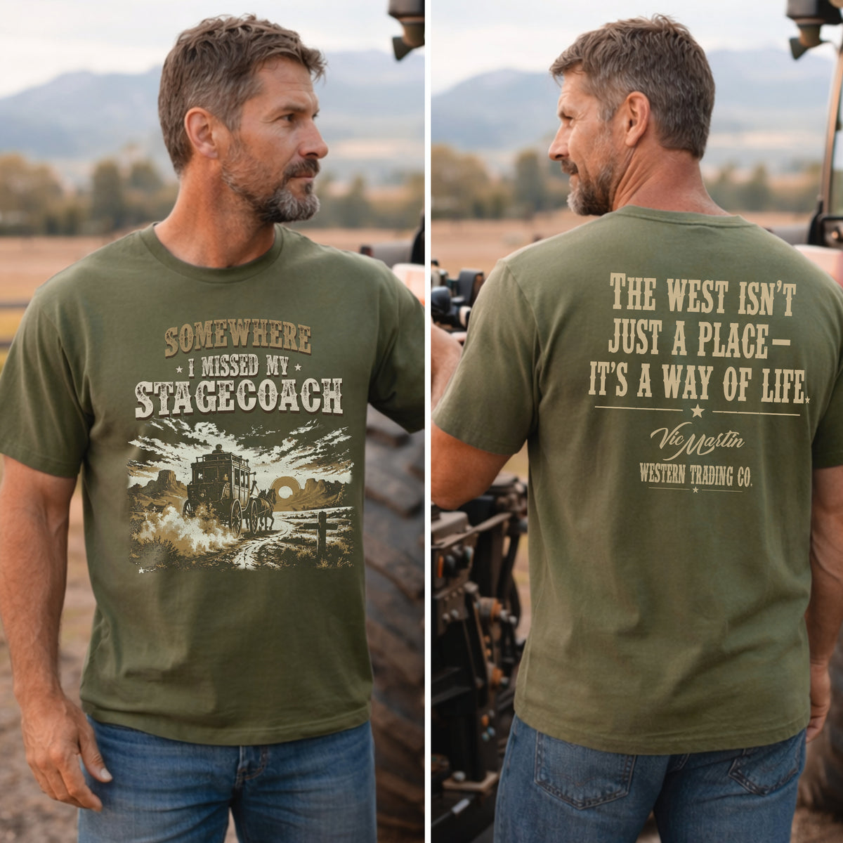 Somewhere I Missed My Stagecoach Vintage Western Tee